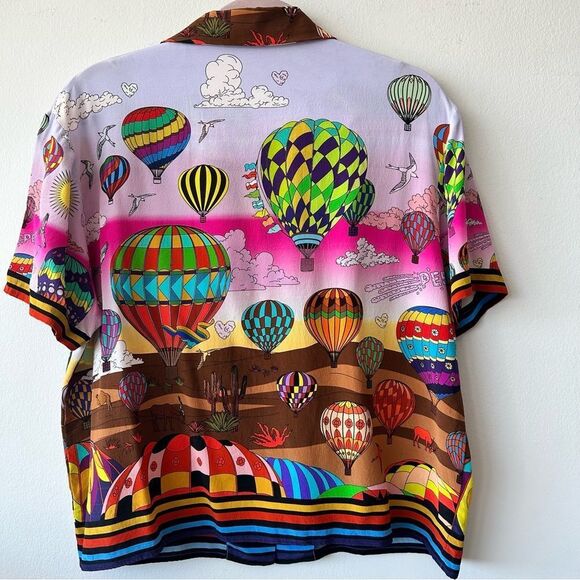Peech Silk Colourful Hot Air Balloon Short sleeve Shirt - Picture 6 of 14